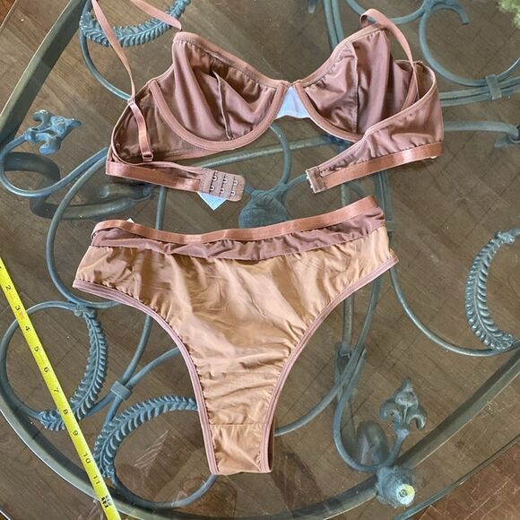 Silky Bronze Bra and panty Set size large. See measurements in photos nwot - Picture 12 of 13